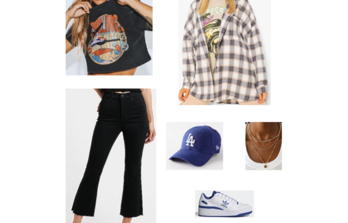 Outfit Idea 4_ Black Jeans, Band Tee, And Flannel