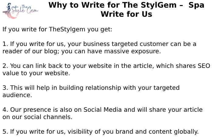 Why to Write for The StylGem –  Spa Write for Us